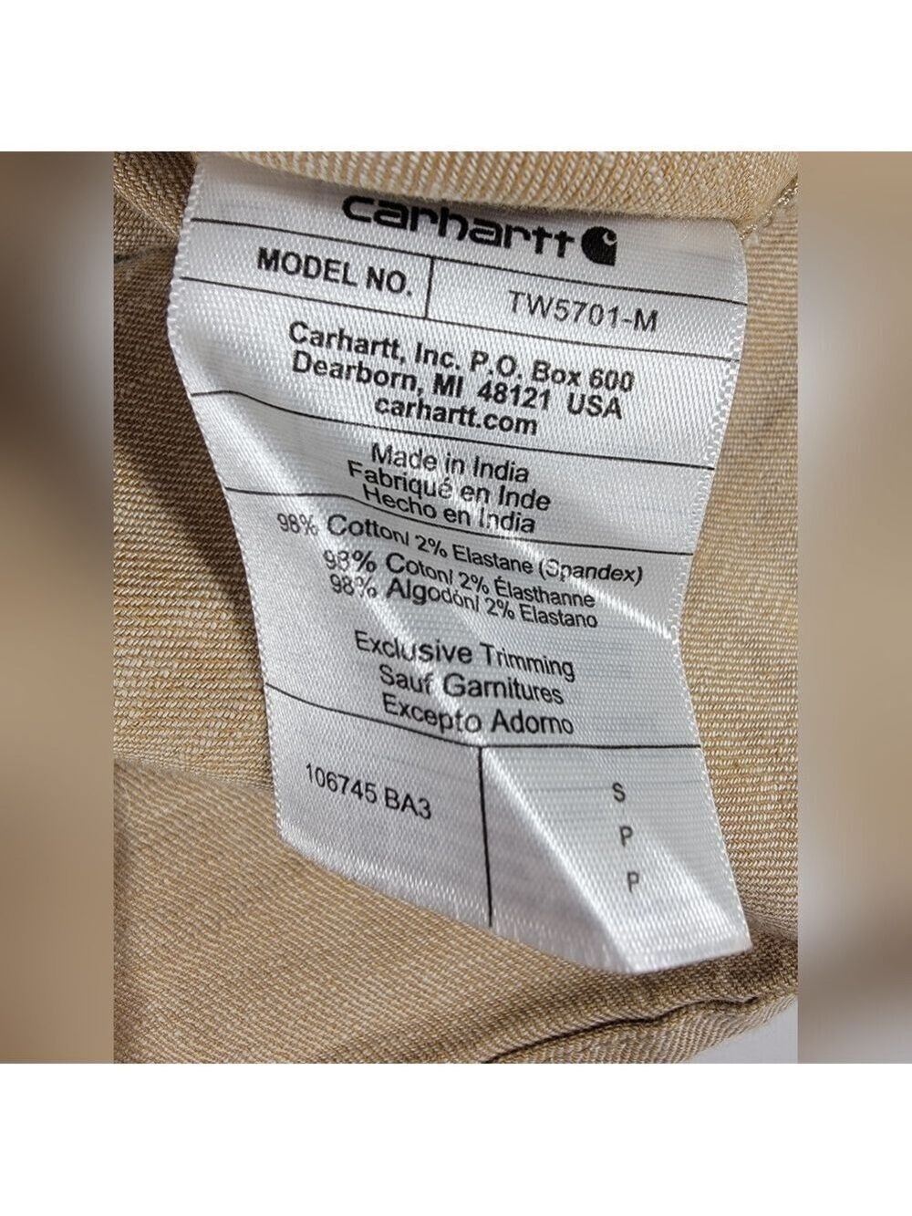 NEW Men's Carhartt Rugged Flex Relaxed Fit Short-Sleeve Large Beige Plaid Shirt - Picture 6 of 11